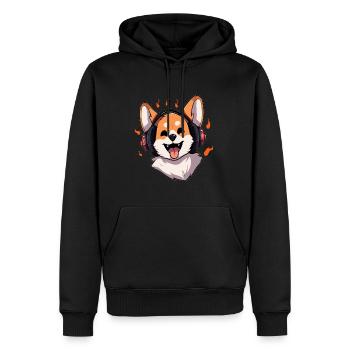 Amoureux des chiens Happy Corgi Dj EDM Festival Raver - Sweat à capuche Premium bio Homme - noir - Devant - Nico (187cm)
