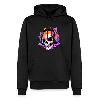 Halloween Rave DJ Crâne effrayant DJ de fête d'Halloween - Sweat à capuche Premium bio Homme - noir - Devant - Nico (187cm)