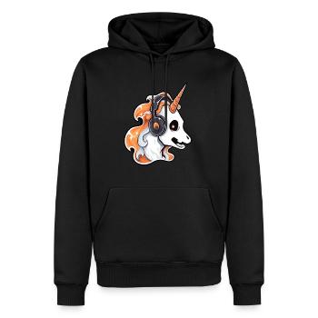 Costume de DJ d'Halloween Licorne Fantôme Effrayant - Sweat à capuche Premium bio Homme - noir - Devant - Nico (187cm)