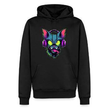 Costume de DJ d'Halloween effrayant de chat zombie EDM - Sweat à capuche Premium bio Homme - noir - Devant - Nico (187cm)