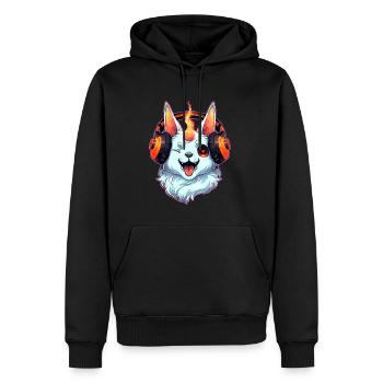 Costume de licorne de chat d'Halloween pour DJ du festival EDM - Sweat à capuche Premium bio Homme - noir - Devant - Nico (187cm)