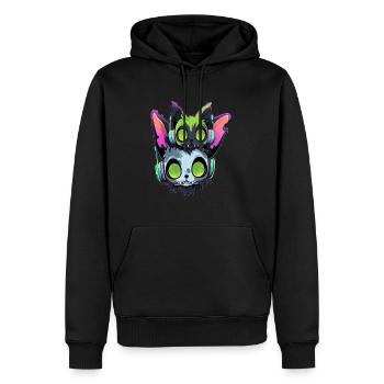 Techno Rave DJ Zombie Cat Fête d'Halloween DJ Raver - Sweat à capuche Premium bio Homme - noir - Devant - Nico (187cm)