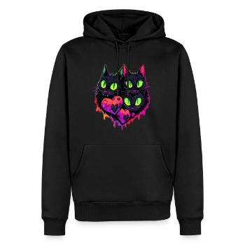 Cat Lover Psychedelic Cat Art EDM Festival Rave - Männer Premium Bio Hoodie - Schwarz - Vorne - Nico (187cm)