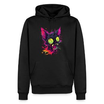 Halloween Party Zombie Katze Trippig Psychedelisch - Männer Premium Bio Hoodie - Schwarz - Vorne - Nico (187cm)
