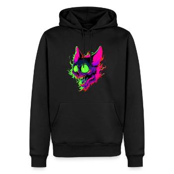 Trippy Zombie Cat EDM Rave Psychedelic Cat Art - Sweat à capuche Premium bio Homme - noir - Devant - Nico (187cm)