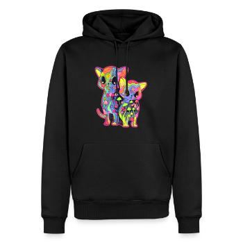 Trippy Art Mushroom Cat Psychedelic Festival - Men’s Premium Organic Hoodie - black - Front - Nico (187cm)