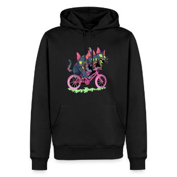 Chat Zombie Psychédélique Festival Cycliste EDM Rave - Sweat à capuche Premium bio Homme - noir - Devant - Nico (187cm)