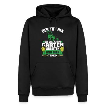 Will nur im garten arbeiten und bier trinken - Männer Premium Bio Hoodie - Schwarz - Vorne - Nico (187cm)