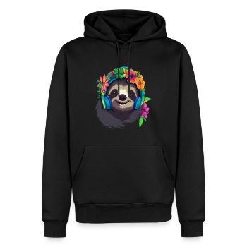 Rave Sloth DJ Music Lover EDM Festival Raver - Männer Premium Bio Hoodie - Schwarz - Vorne - Nico (187cm)