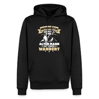Alten mann mit einem wandert - Sweat à capuche Premium bio Homme - noir - Devant - Nico (187cm)