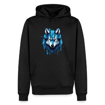 EDM Festival DJ Rave Wolf Elektronische Musik - Männer Premium Bio Hoodie - Schwarz - Vorne - Nico (187cm)