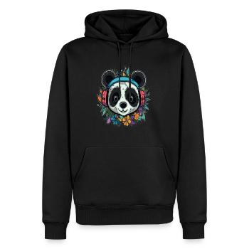 Drum and Bass Panda DJ Flora Rave - Männer Premium Bio Hoodie - Schwarz - Vorne - Nico (187cm)