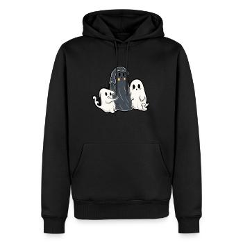 Costume de chat fantôme d'Halloween effrayant d'octobre mignon - Sweat à capuche Premium bio Homme - noir - Devant - Nico (187cm)