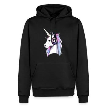 DJ du festival de batterie et de basse Unicorn Raver - Sweat à capuche Premium bio Homme - noir - Devant - Nico (187cm)