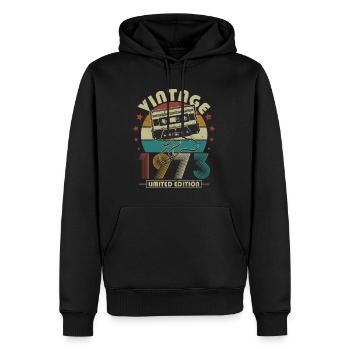 Vintage 1973 Anniversaire Rétro Vintage Cadeau - Sweat à capuche Premium bio Homme - noir - Devant - Nico (187cm)