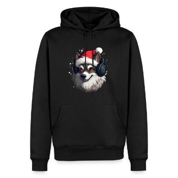 Weihnachts EDM Wolf Weihnachts Party DJ - Männer Premium Bio Hoodie - Schwarz - Vorne - Nico (187cm)