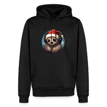 Cute Chrismas Sloth DJ New Year Party - Männer Premium Bio Hoodie - Schwarz - Vorne - Nico (187cm)
