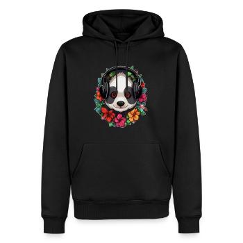 Festival EDM de musique électronique Flora Panda - Sweat à capuche Premium bio Homme - noir - Devant - Nico (187cm)