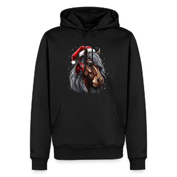 Christmas Party DJ Horse New Year's Rave - Men’s Premium Organic Hoodie - black - Front - Nico (187cm)