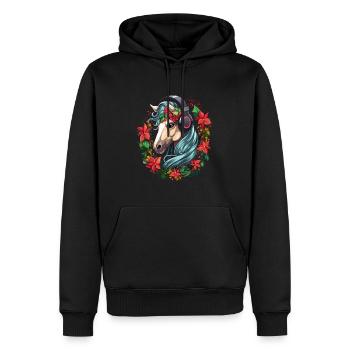 New Year's Party DJ Horse Christmas Rave - Men’s Premium Organic Hoodie - black - Front - Nico (187cm)