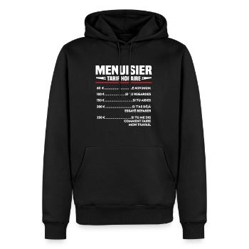 Charpentier Menuisier Humour Cadeau - Sweat à capuche Premium bio Homme - noir - Devant - Nico (187cm)