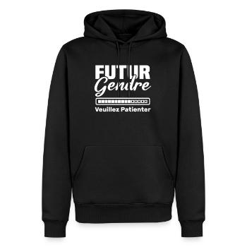 Futur gendre Cadeau humour personnalisé - Sweat à capuche Premium bio Homme - noir - Devant - Nico (187cm)