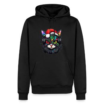 Christmas Party DJ Cat Techno New Year's Rave - Men’s Premium Organic Hoodie - black - Front - Nico (187cm)