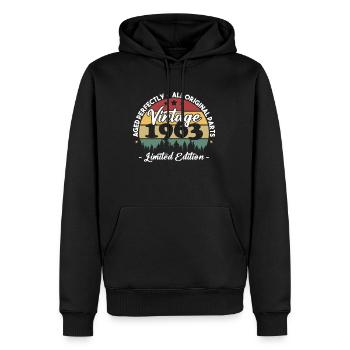 Vintage Cadeau Anniversaire Pour Né En 1963 - Sweat à capuche Premium bio Homme - noir - Devant - Nico (187cm)
