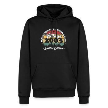 Vintage Cadeau Anniversaire Pour Né En 2003 - Sweat à capuche Premium bio Homme - noir - Devant - Nico (187cm)