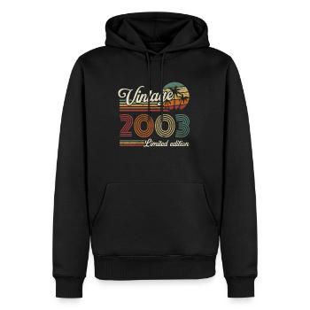 Vintage Rétro Cadeau Anniversaire pour Né en 2003 - Sweat à capuche Premium bio Homme - noir - Devant - Nico (187cm)