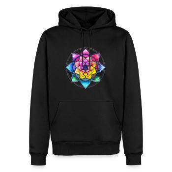 Fleur De Vie Géométrie Sacrée Spirituelle - Sweat à capuche Premium bio Homme - noir - Devant - Nico (187cm)