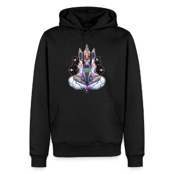 Spirituelles Heiliges Geometrie Meditations Einhor - Männer Premium Bio Hoodie - Schwarz - Vorne - Nico (187cm)