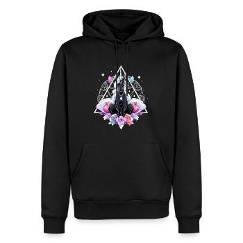 Spirituelle Meditation Einhorn Heilige Geometrie - Männer Premium Bio Hoodie - Schwarz - Vorne - Nico (187cm)