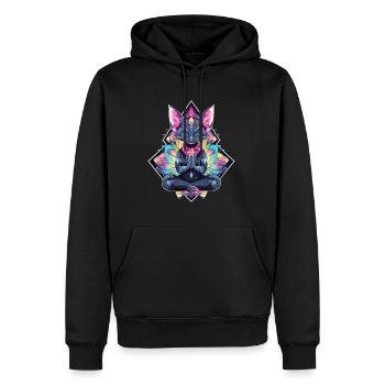 Heilige Geometrie Meditation Yoga Cat - Männer Premium Bio Hoodie - Schwarz - Vorne - Nico (187cm)