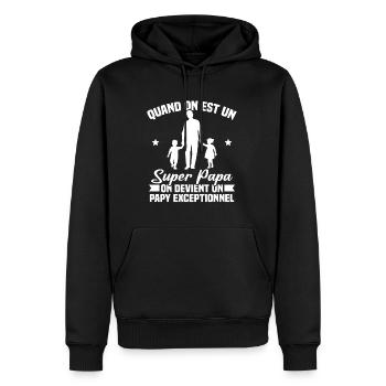 Un super papa - Sweat à capuche Premium bio Homme - noir - Devant - Nico (187cm)