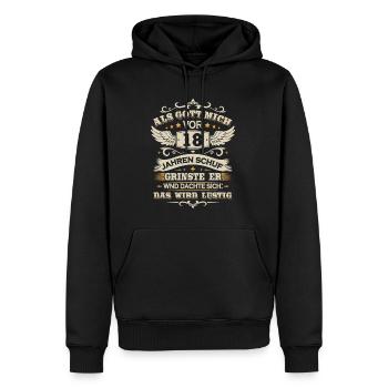 18. Geburtstag Als gott mich vor 18 jahren schuf - Männer Premium Bio Hoodie - Schwarz - Vorne - Nico (187cm)