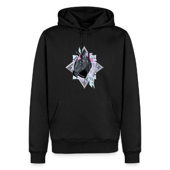 Cheval spirituel Géométrie sacrée - Sweat à capuche Premium bio Homme - noir - Devant - Nico (187cm)