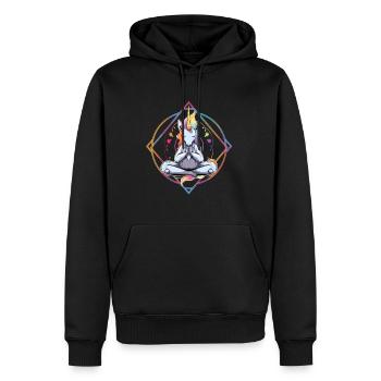 Spirituelle Einhorn Meditation Heilige Geometrie - Männer Premium Bio Hoodie - Schwarz - Vorne - Nico (187cm)