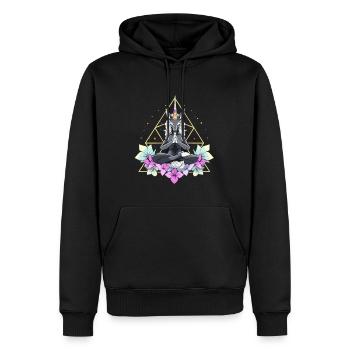 Flora Heilige Geometrie Einhorn Spirituell - Männer Premium Bio Hoodie - Schwarz - Vorne - Nico (187cm)