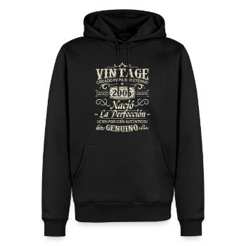 2005 Jahrgang 18 Jahre alter Geburtstag - Männer Premium Bio Hoodie - Schwarz - Vorne - Nico (187cm)