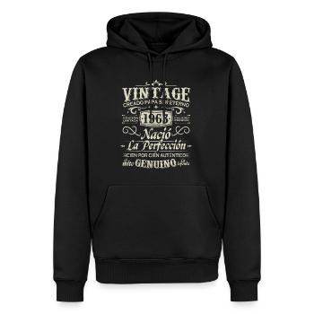 1963 Millésime 60 ans anniversaire - Sweat à capuche Premium bio Homme - noir - Devant - Nico (187cm)