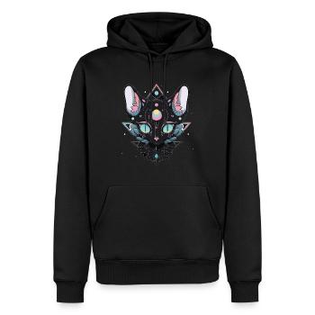 Arty Cat Spiritual Symbols Sacred Geometry - Men’s Premium Organic Hoodie - black - Front - Nico (187cm)