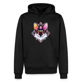 Spiritual Arty Fox Sacred Geometry - Men’s Premium Organic Hoodie - black - Front - Nico (187cm)