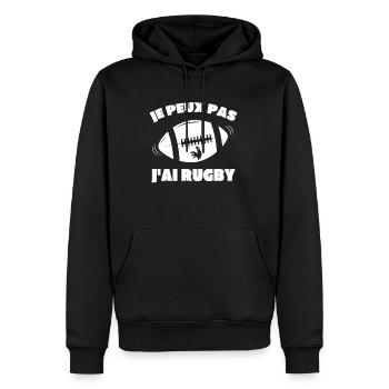 Je Peux Pas J'ai Rugby - Sweat à capuche Premium bio Homme - noir - Devant - Nico (187cm)