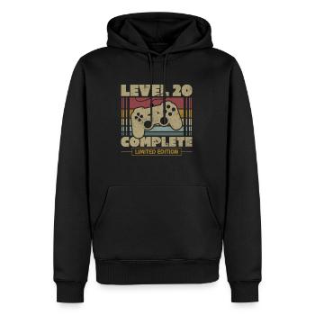 Level 20 abgeschlossen - Männer Premium Bio Hoodie - Schwarz - Vorne - Nico (187cm)