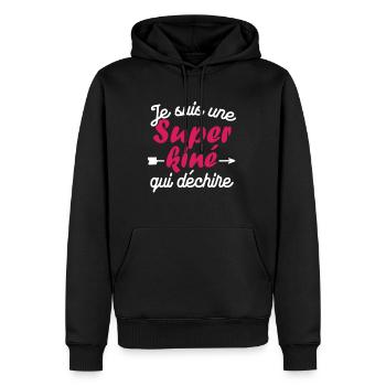 Je suis une Super kiné qui déchire - Sweat à capuche Premium bio Homme - noir - Devant - Nico (187cm)