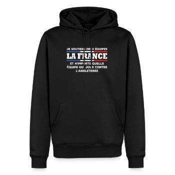 Je soutiens deux équipes la France ... - Sweat à capuche Premium bio Homme - noir - Devant - Nico (187cm)
