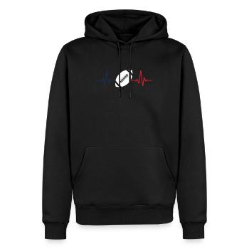 Rugby Heartbeat Rugby-Spieler - Männer Premium Bio Hoodie - Schwarz - Vorne - Nico (187cm)