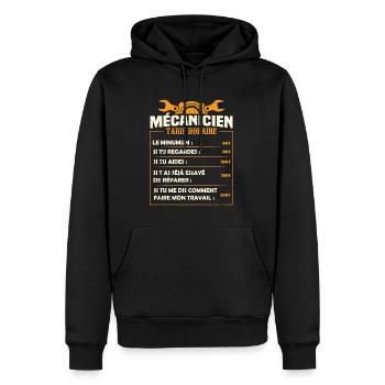 Mécanicien Tarif Horaire - Sweat à capuche Premium bio Homme - noir - Devant - Nico (187cm)
