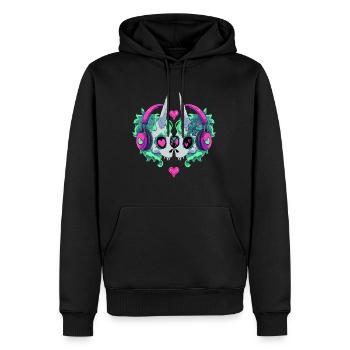 Electronic Music Party Unicorn EDM DJ - Men’s Premium Organic Hoodie - black - Front - Nico (187cm)